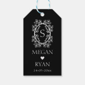 Weißes, elegantes, florales Monogramm Herz Geschenkanhänger (Rückseite)