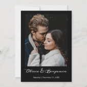 Weißes, elegantes Foto mit floralen Elementen Mode Einladung (Rückseite)