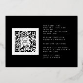 Weißes elegantes Foto QR Code Save the Date Gold Folieneinladung (Rückseite)