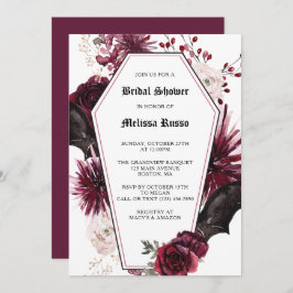 Weißes elegantes Gotisches Rose Coffin Brautparty Einladung