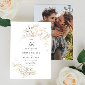 Weißes elegantes, handgezeichnetes botanisches Hoc Save The Date