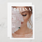 Weißes elegantes Minimalistisches Foto Brautparty Einladung (Vorne/Hinten)