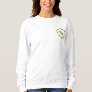 Weißes elegantes, originales Monogramm Emblem für  Besticktes Sweatshirt