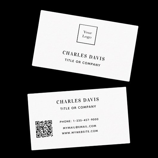 Weißes, elegantes Qr-Logo Visitenkarte