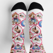 Weißes elegantes rotes Herzmuster | 5 FotoCollage Socken (Oben)