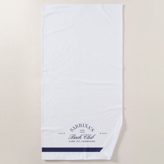 Weißes elegantes Vintages Bachelorette Wochenende Strandtuch (Vorderseite)