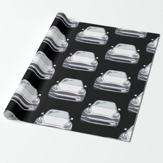 weißes Elektrofahrzeug SUV Auto schwarzer Hintergr Geschenkpapier (Ungerollt)