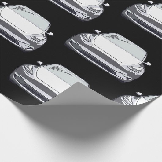 weißes Elektrofahrzeug SUV Auto schwarzer Hintergr Geschenkpapier (Ecke)