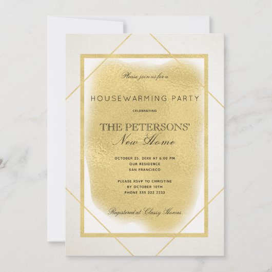 Weißes Elfenbeingold gerahmtes formales Party für Einladung (Vorderseite)