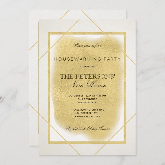 Weißes Elfenbeingold gerahmtes formales Party für Einladung (Vorne/Hinten)