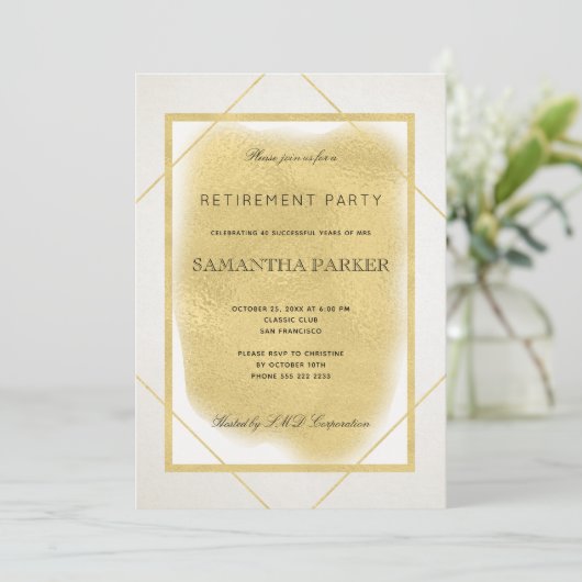 Weißes Elfenbeingold gerahmtes formales Party für Einladung (Stehend Vorderseite)