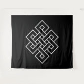 Weißes Endloses Knot-Symbol auf schwarz Wandteppich (Vorderseite (Horizontal))