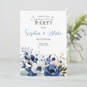 Weißes Engagement in Blau, Weiß und Grün Einladung (Stehend Vorderseite)