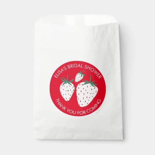 Weißes Erdbeeren Pineberry BRAUTPARTY Custom Geschenktütchen (Vorderseite)