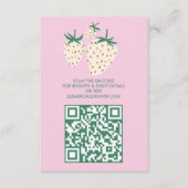 Weißes Erdbeeren Pineberry BRAUTPARTY QR-Code Begleitkarte (Vorderseite)