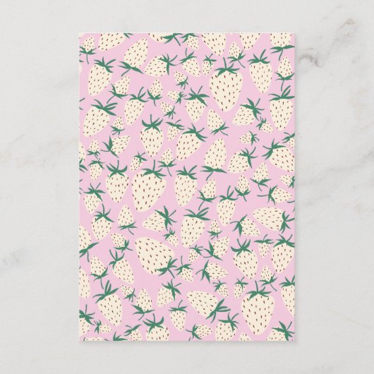 Weißes Erdbeeren Pineberry BRAUTPARTY QR-Code Begleitkarte (Rückseite)