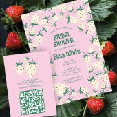 Weißes Erdbeeren Pineberry BRAUTPARTY QR-Code Begleitkarte
