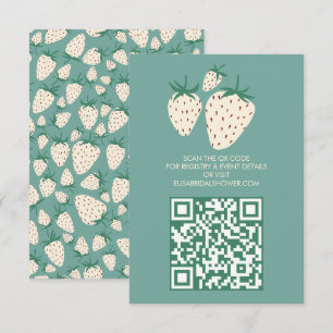 Weißes Erdbeeren Pineberry BRAUTPARTY QR-Code Begleitkarte