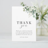 Weißes Eukalyptus Brautparty Dankeskarte (Stehend Vorderseite)