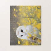 Weißes Eule mit Wildblumen Puzzle (Vertikal)