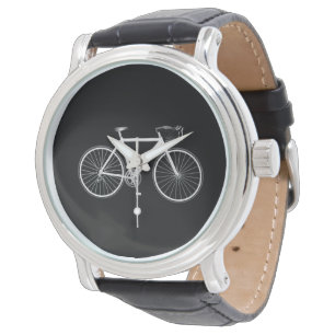 Weißes Fahrrad auf schwarz Armbanduhr