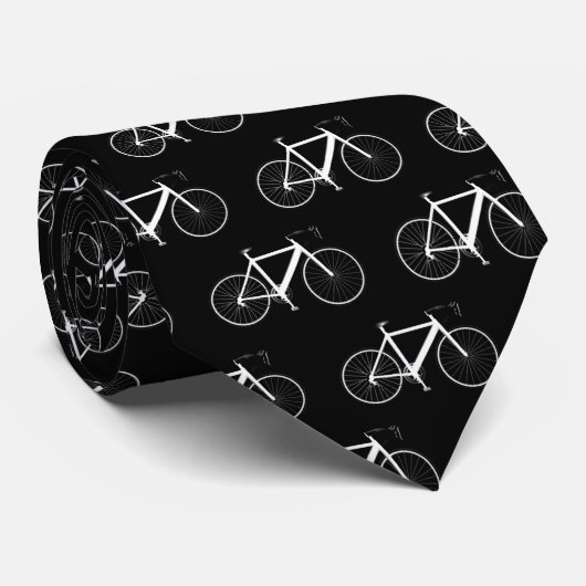 Weißes Fahrrad auf schwarz Krawatte (Gerollt)