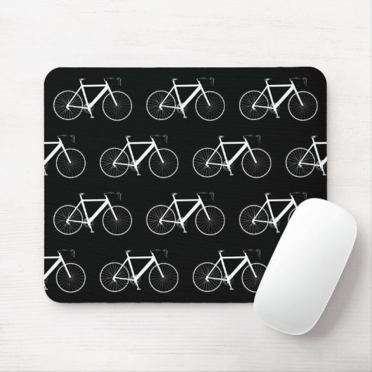 Weißes Fahrrad auf schwarz Mousepad (Mit Mouse)