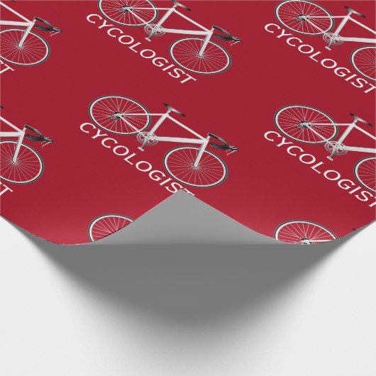 Weißes Fahrrad mit Text des Zykologen Geschenkpapier (Ecke)