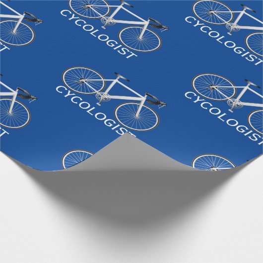 Weißes Fahrrad mit Text des Zykologen Geschenkpapier (Ecke)