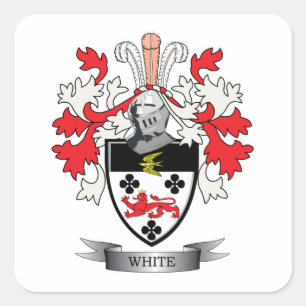 Weißes Familienwappen-Wappen Quadratischer Aufkleber
