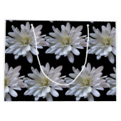 Weißes Farbmuster, weiße Blume Große Geschenktüte (Rückseite)