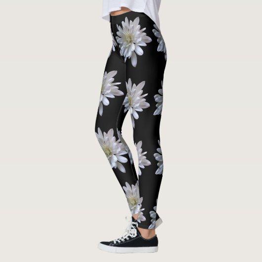Weißes Farbmuster, weiße Blume Leggings (Links)