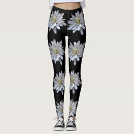 Weißes Farbmuster, weiße Blume Leggings