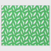Weißes Federprint auf Jadegrün Geschenkpapier (Flach)