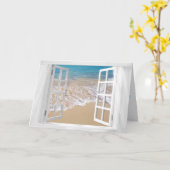 Weißes Fenster mit Meeresküste Geburtstag Karte (Gelbe Blume)