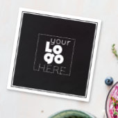 Weißes Firmenlogo auf Servietten aus schwarzem Par