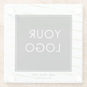 Weißes Firmenlogo für gestreifte Unternehmen Glasuntersetzer (Rückseite)