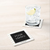 Weißes Firmenlogo für gestreifte Unternehmen Rechteckiger Pappuntersetzer (Vor Ort)