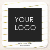 Weißes Firmenlogo für gestreifte Unternehmen Rechteckiger Pappuntersetzer (Vorderseite)