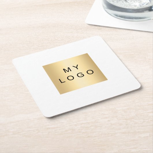 Weißes Firmenlogo Rechteckiger Pappuntersetzer (angewinkelt)
