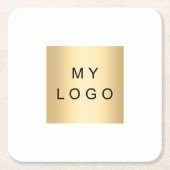 Weißes Firmenlogo Rechteckiger Pappuntersetzer (Vorderseite)