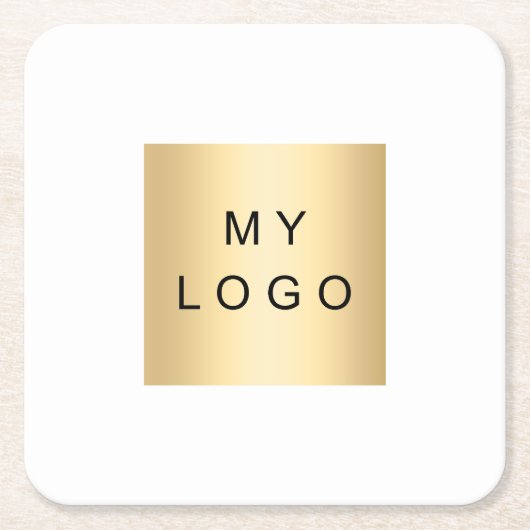 Weißes Firmenlogo Rechteckiger Pappuntersetzer (Vorderseite)