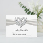 Weißes Flachband - Silberschwänze TischPlatzkarte Einladung (Stehend Vorderseite)