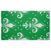 Weißes Fleur-de-lis-nahtloses Muster auf grün Stoff (Fat Quarter (45,7 x 55,9 cm))