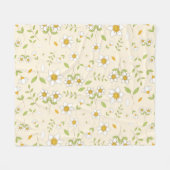 Weißes florales botanisches Muster auf Creme Fleecedecke (Vorderseite (Horizontal))