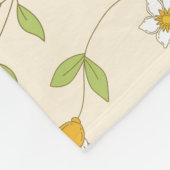 Weißes florales botanisches Muster auf Creme Fleecedecke (Ecke)