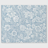 Weißes florales botanisches Muster Geschenkpapier (Flach)
