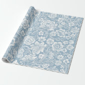 Weißes florales botanisches Muster Geschenkpapier (Ungerollt)