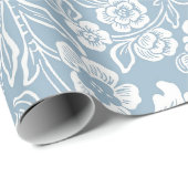 Weißes florales botanisches Muster Geschenkpapier (Rolleneckpunkt)