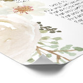 Weißes, florales elegantes Hochzeitsdiagramm Poster (Ecke)